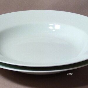 Fitz & Floyd Total Color Mint Sherbert Lot of 2 Large Rim Soup Bowls 9" PERFECT!